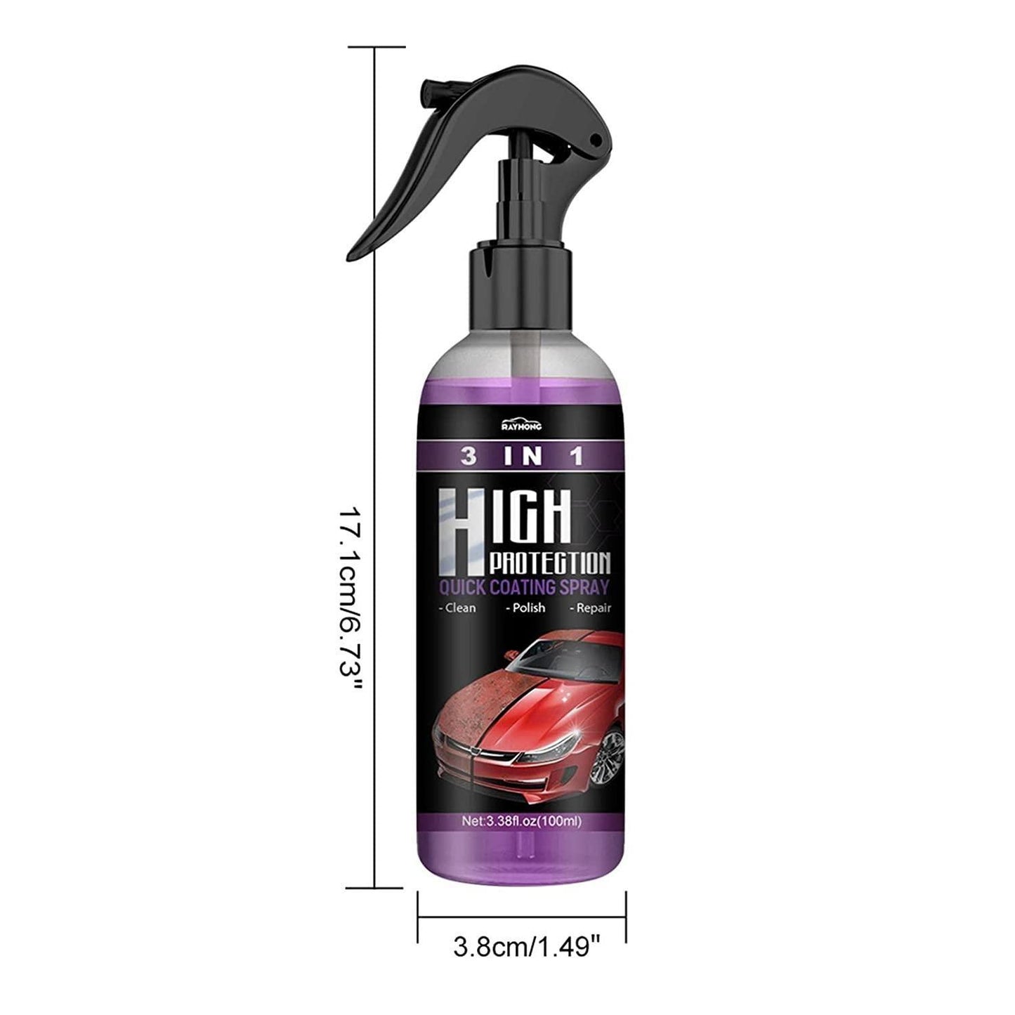 🚗✨ 3-in-1 Hydrophobic Nano Coating & Car Scratch Polish Spray – Pack of 2