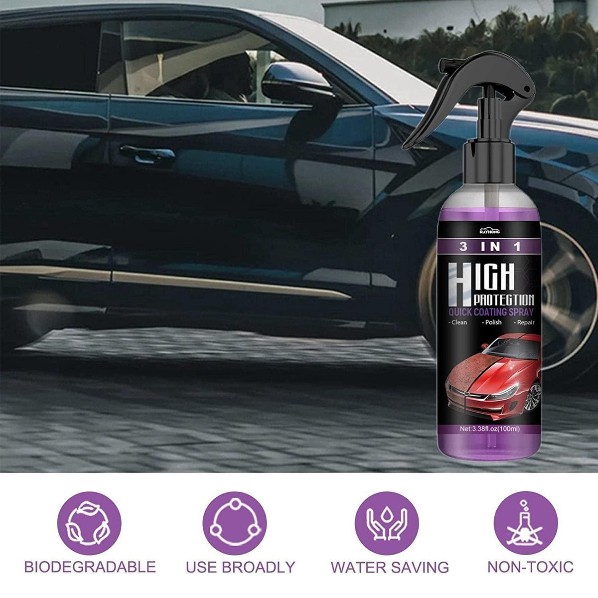 3-in-1 Nano Car Coating & Scratch Polish Spray
