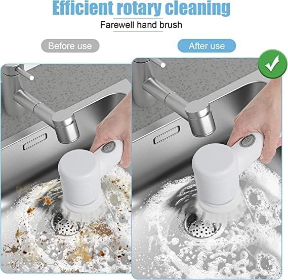 Electric Rotary Cleaning Brush with 3 Brush Heads Insulator Polisher Bathroom Shower Tub Kitchen Stove Floor Car