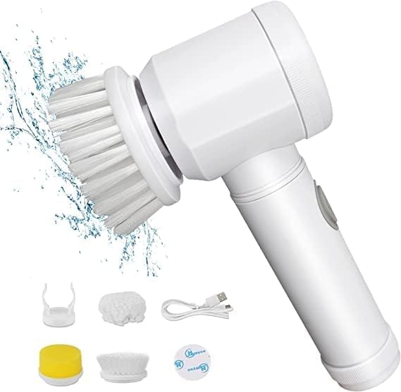Electric Rotary Cleaning Brush with 3 Brush Heads Insulator Polisher Bathroom Shower Tub Kitchen Stove Floor Car