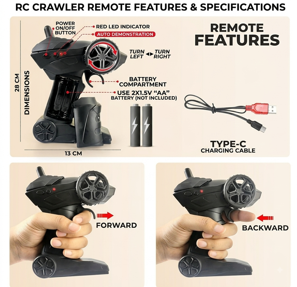 RC Rock Crawler Climbing Car – 2.4GHz Remote Control Off-Road Stunt Car