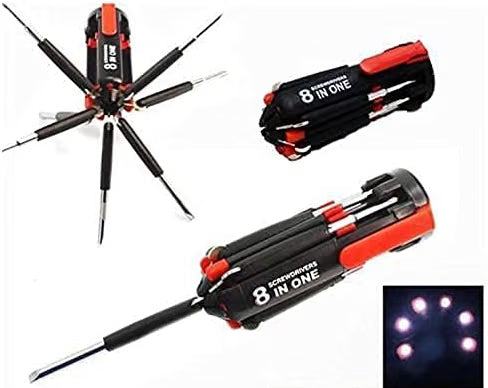 8 in 1 Screwdrivers with Worklight and Flashlight