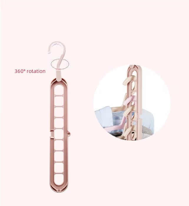 Foldable Magic Hanger – 9-Hole Space Saving Clothes Organizer  Multi-Layer Wardrobe Hanger pack of 3
