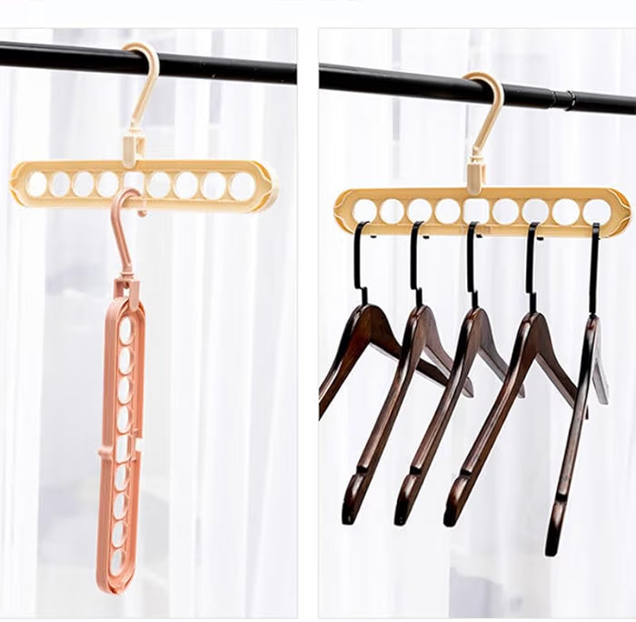 Foldable Magic Hanger – 9-Hole Space Saving Clothes Organizer  Multi-Layer Wardrobe Hanger pack of 3