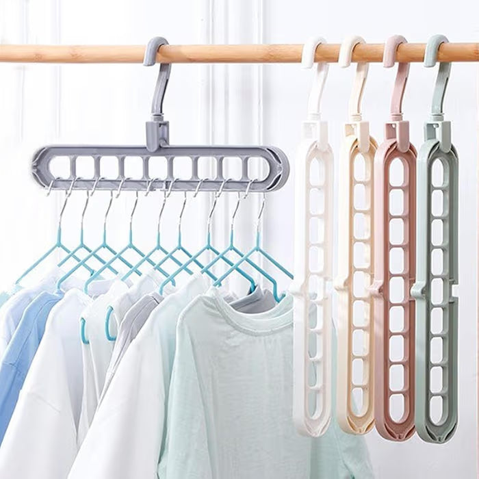 Foldable Magic Hanger – 9-Hole Space Saving Clothes Organizer  Multi-Layer Wardrobe Hanger pack of 3