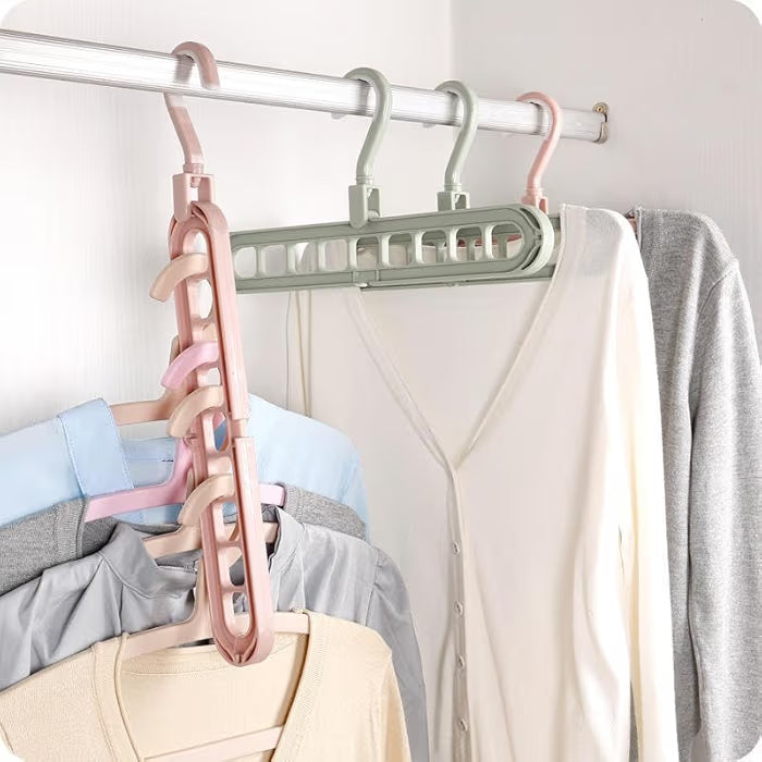 Foldable Magic Hanger – 9-Hole Space Saving Clothes Organizer  Multi-Layer Wardrobe Hanger pack of 3