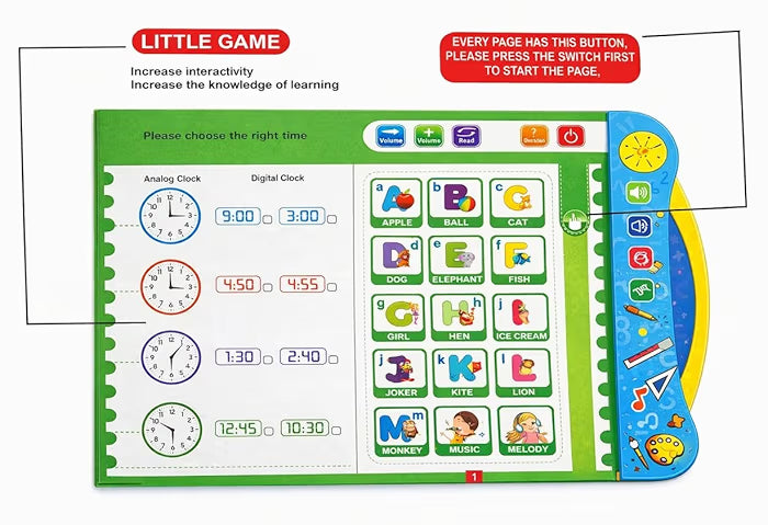 Interactive Talking Study Book for Kids  Phonics and Early Learning Toy