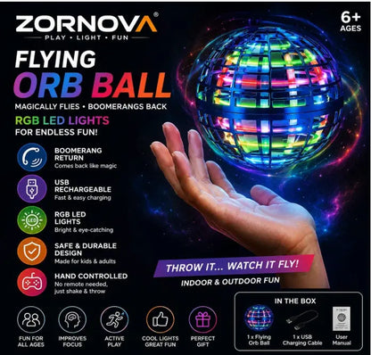 Flying Orb Ball Hand Controlled Boomerang Spinner, USB Rechargeable (Pack of 1)