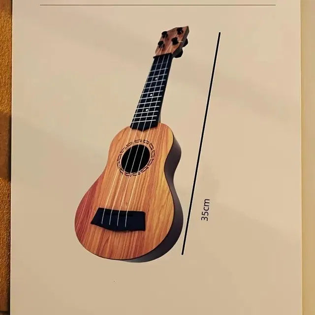 Mini Wooden Finish Plastic Guitar with 4 Strings