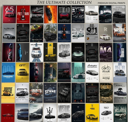 54 PCS Premium Car Poster Set (Matte & Gloss)